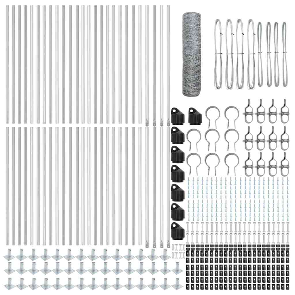 Zaun mit Pfosten Silber 0,8 x 100 m PVC-beschichteter Stahl