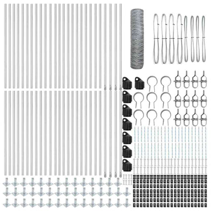 Zaun mit Pfosten Silber 0,8 x 100 m PVC-beschichteter Stahl