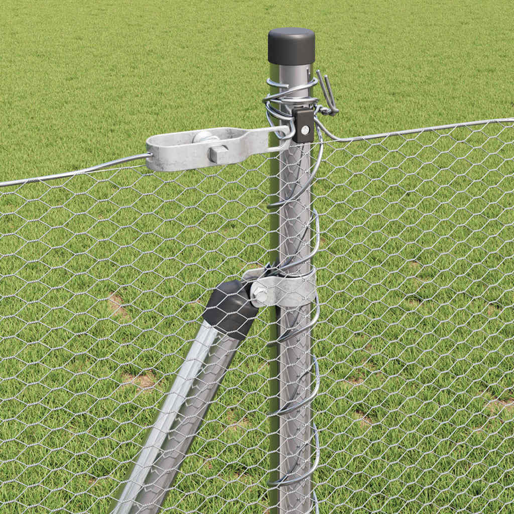 Zaun mit Pfosten Silber 1 x 100 m PVC-beschichteter Stahl
