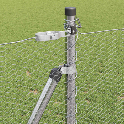 Zaun mit Pfosten Silber 1 x 100 m PVC-beschichteter Stahl