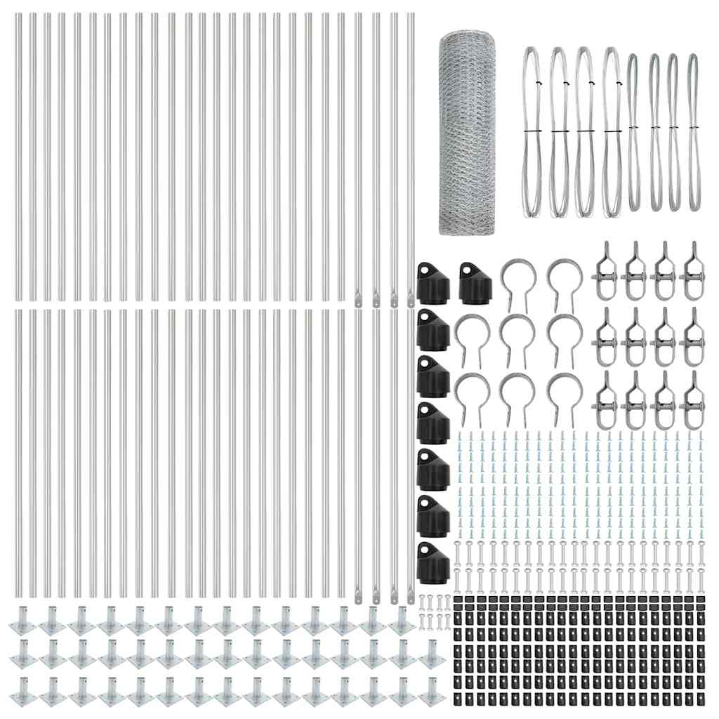 Zaun mit Pfosten Silber 1 x 100 m PVC-beschichteter Stahl