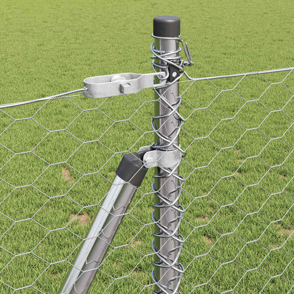 Zaun mit Pfosten Silber 1 x 100 m PVC-beschichteter Stahl