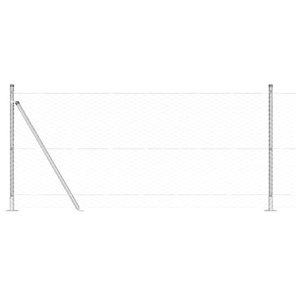Zaun mit Pfosten Silber 1 x 100 m PVC-beschichteter Stahl