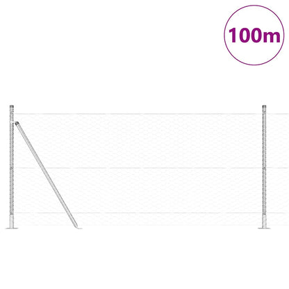 Zaun mit Pfosten Silber 1 x 100 m PVC-beschichteter Stahl