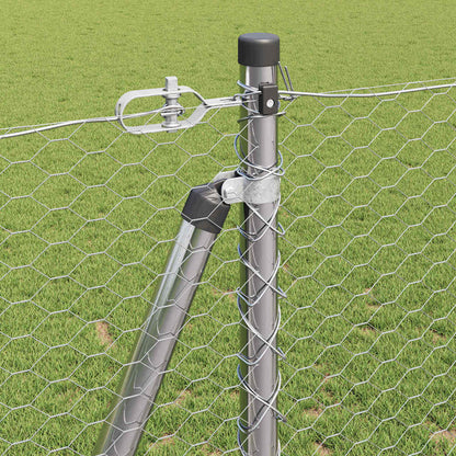 Zaun mit Pfosten Silber 1,2 x 100 m PVC-beschichteter Stahl