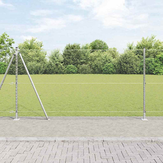 Zaun mit Pfosten Silber 1,2 x 100 m PVC-beschichteter Stahl