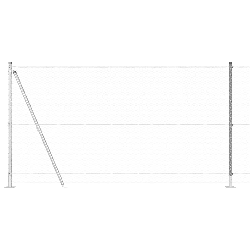 Zaun mit Pfosten Silber 1,2 x 100 m PVC-beschichteter Stahl