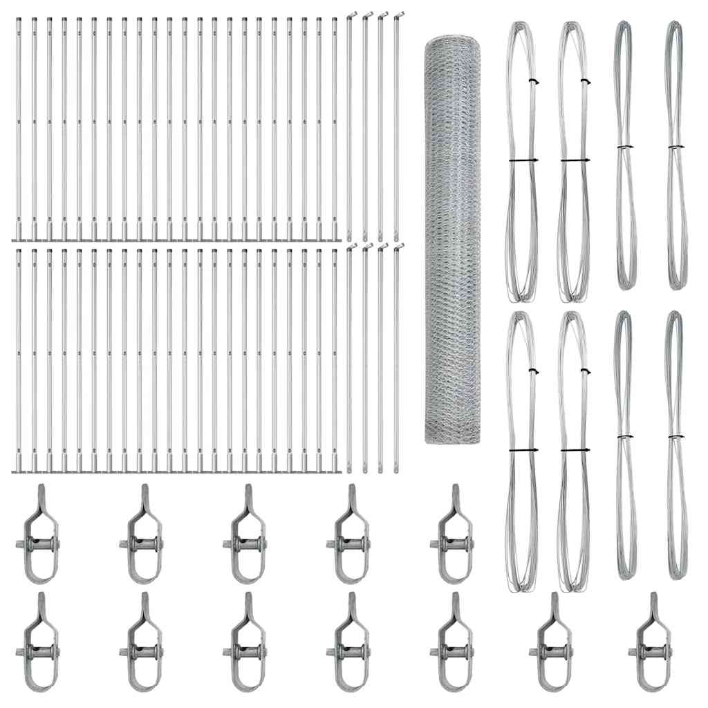 Zaun mit Pfosten Silber 1,2 x 100 m PVC-beschichteter Stahl