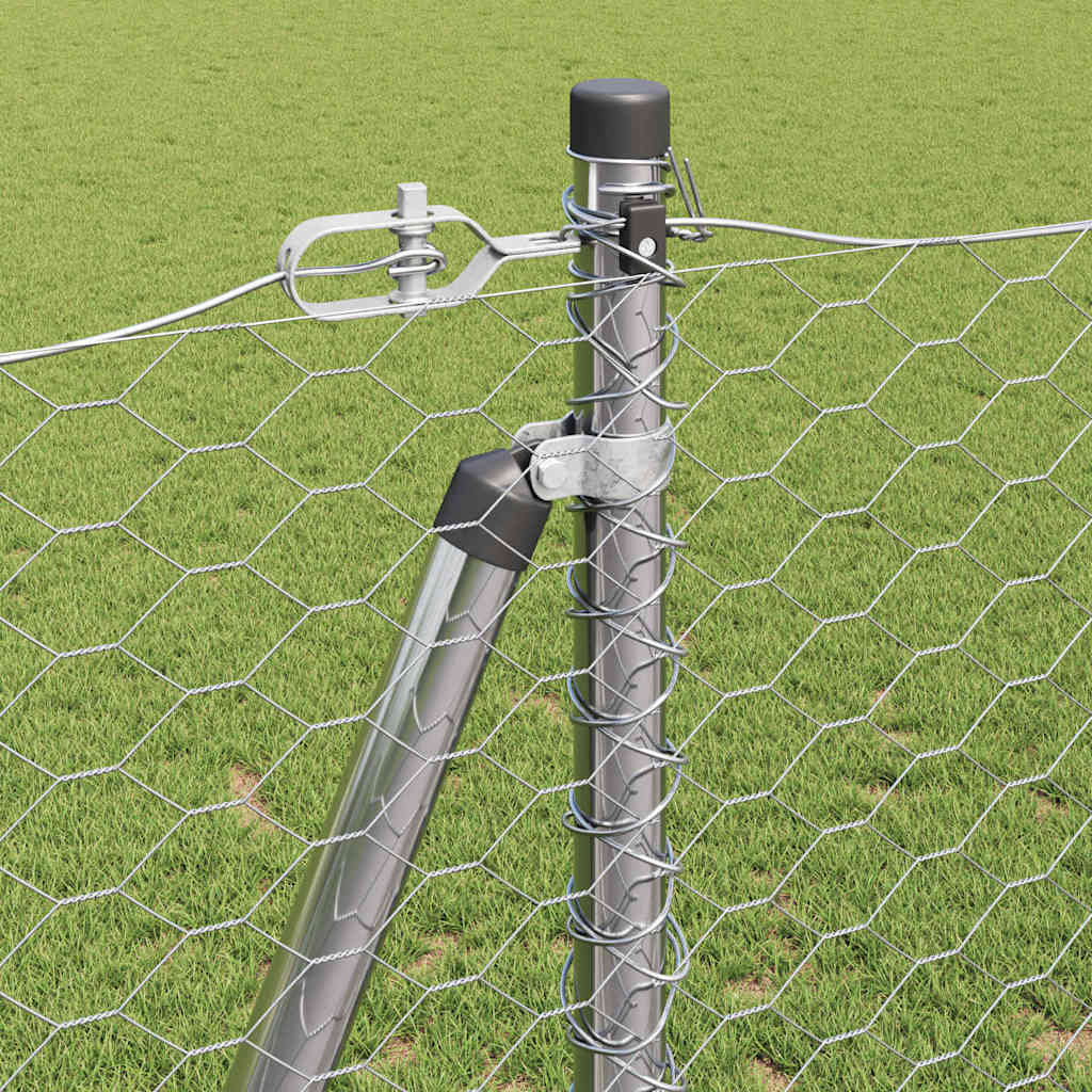 Zaun mit Pfosten Silber 1,2 x 100 m PVC-beschichteter Stahl
