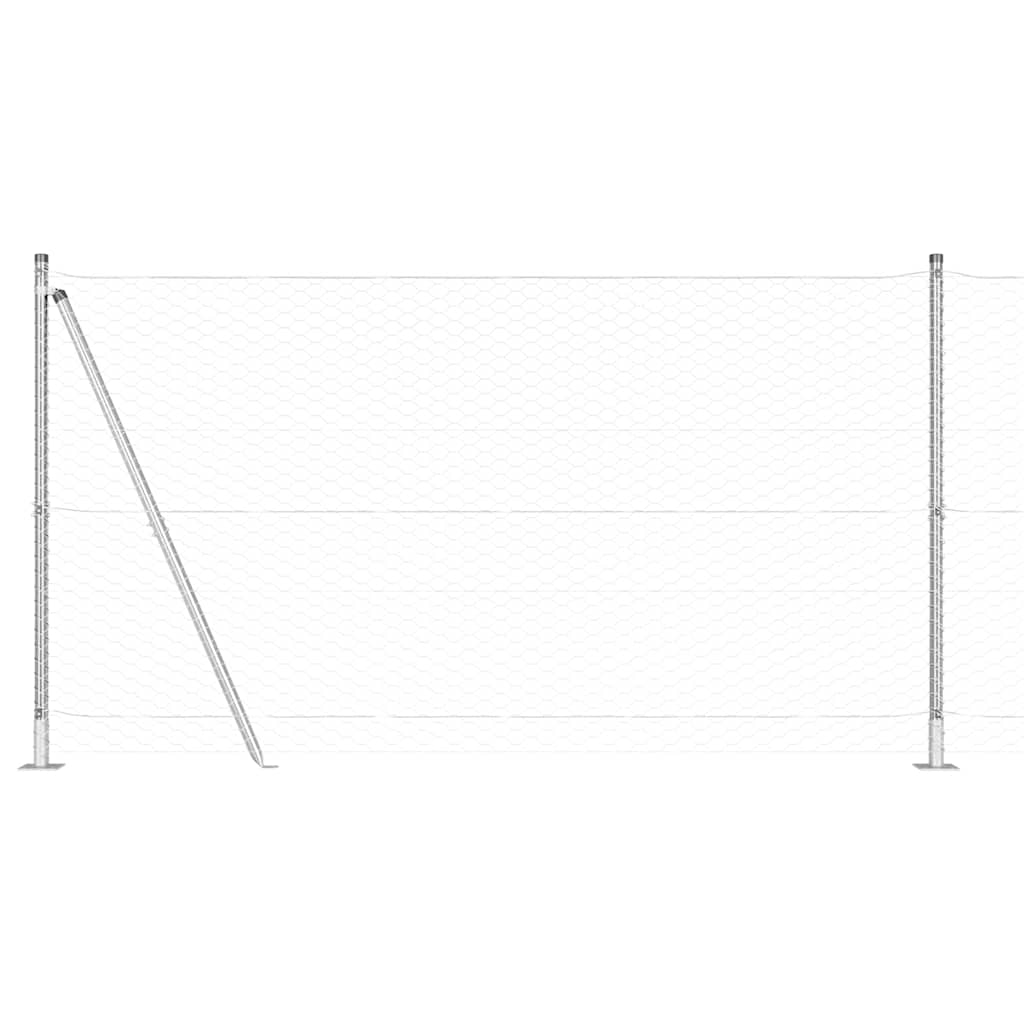 Zaun mit Pfosten Silber 1,2 x 100 m PVC-beschichteter Stahl