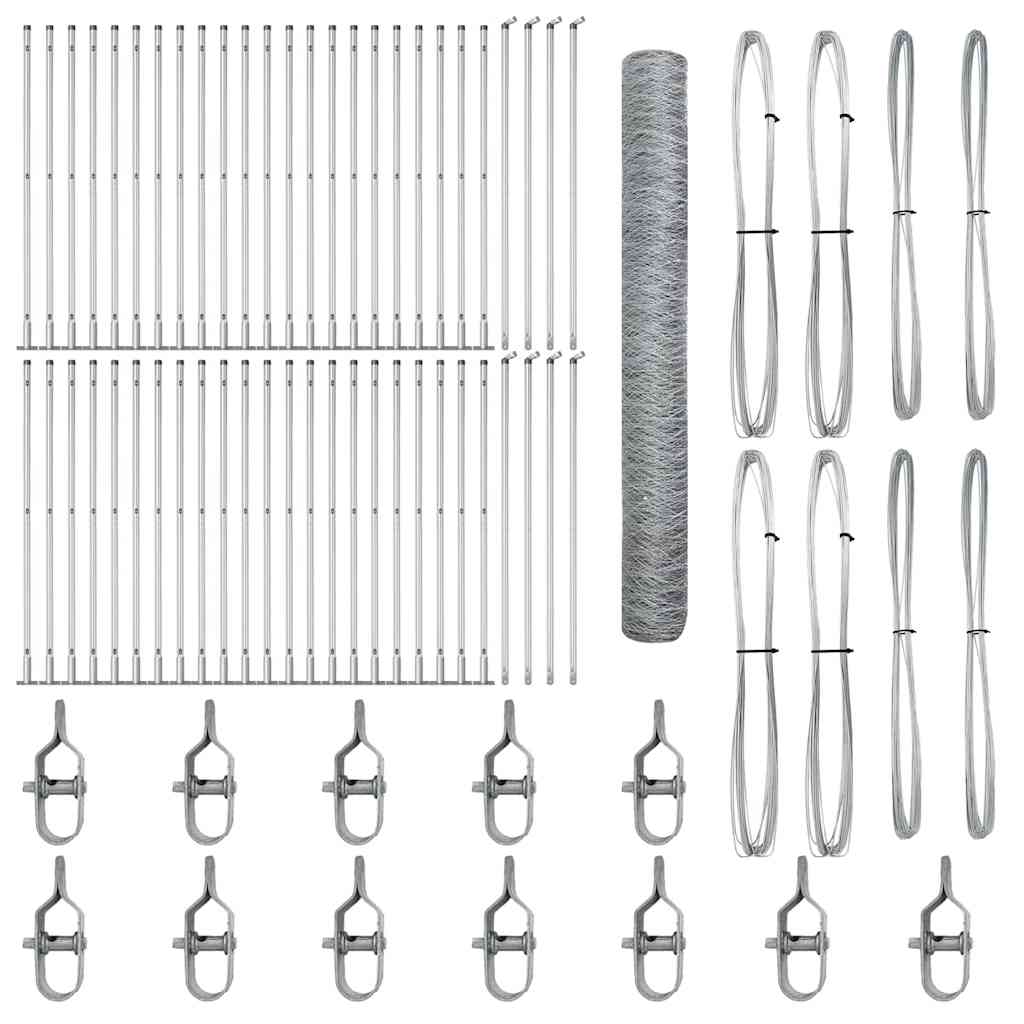 Zaun mit Pfosten Silber 1,2 x 100 m PVC-beschichteter Stahl