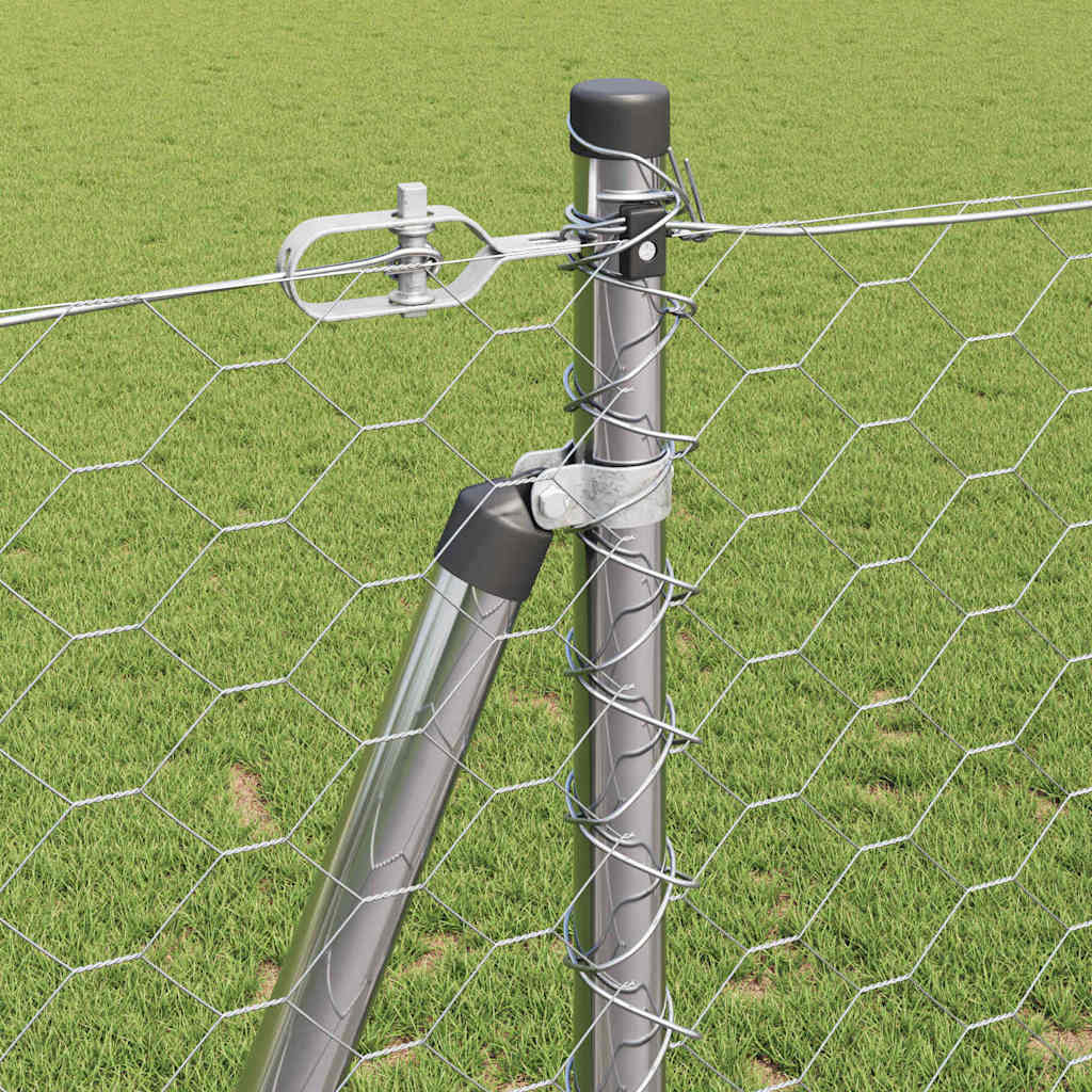 Zaun mit Pfosten Silber 1,2 x 100 m PVC-beschichteter Stahl