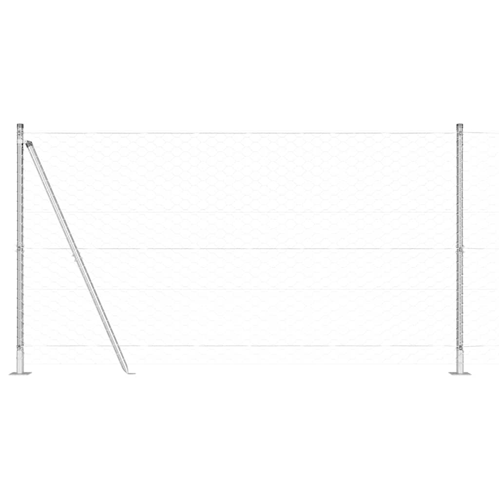 Zaun mit Pfosten Silber 1,2 x 100 m PVC-beschichteter Stahl