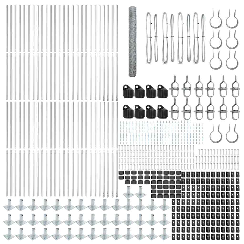 Zaun mit Pfosten Silber 1,2 x 100 m PVC-beschichteter Stahl