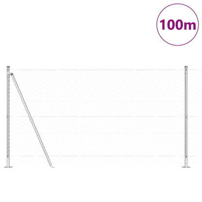 Zaun mit Pfosten Silber 1,2 x 100 m PVC-beschichteter Stahl