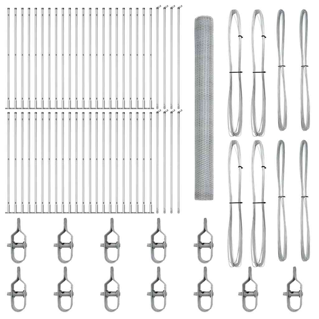 Zaun mit Pfosten Silber 1,4 x 100 m PVC-beschichteter Stahl