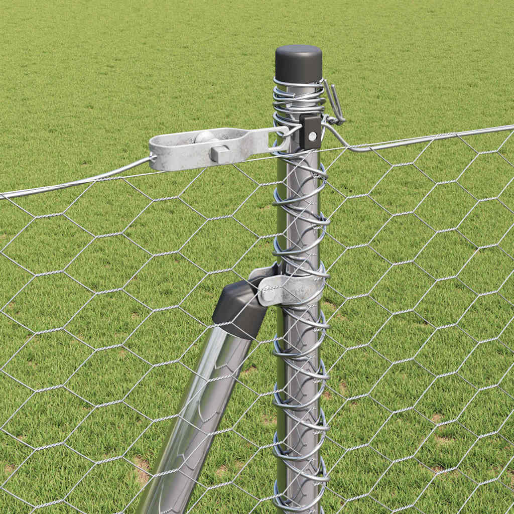 Zaun mit Pfosten Silber 1,4 x 100 m PVC-beschichteter Stahl