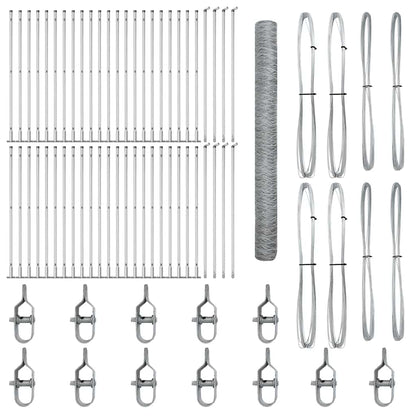 Zaun mit Pfosten Silber 1,4 x 100 m PVC-beschichteter Stahl