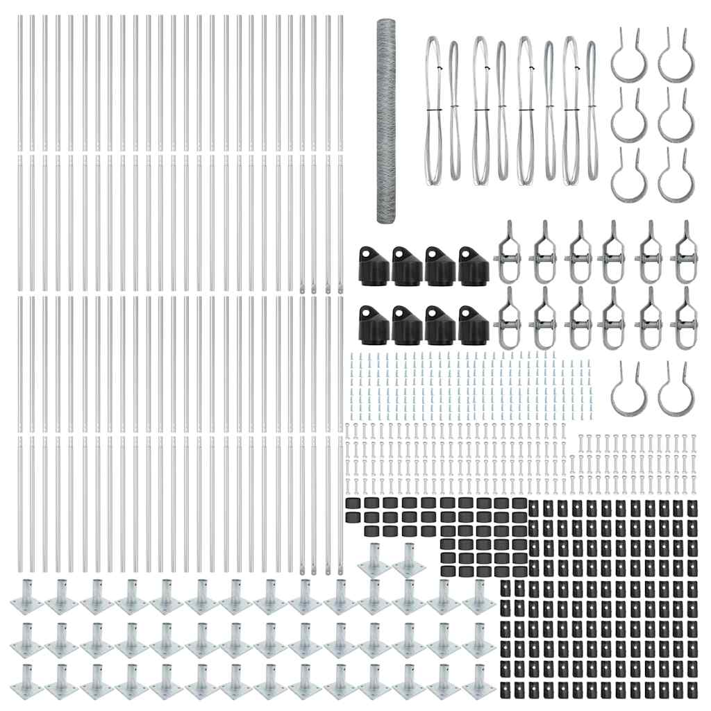 Zaun mit Pfosten Silber 1,4 x 100 m PVC-beschichteter Stahl