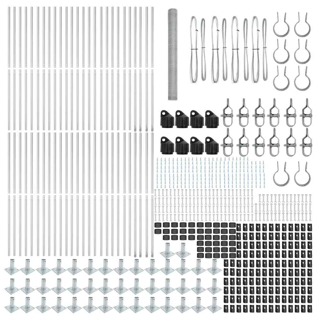 Zaun mit Pfosten Silber 1,5 x 100 m PVC-beschichteter Stahl