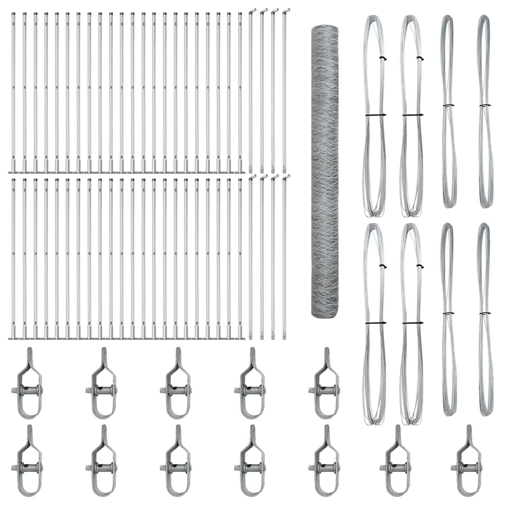 Zaun mit Pfosten Silber 1,5 x 100 m PVC-beschichteter Stahl