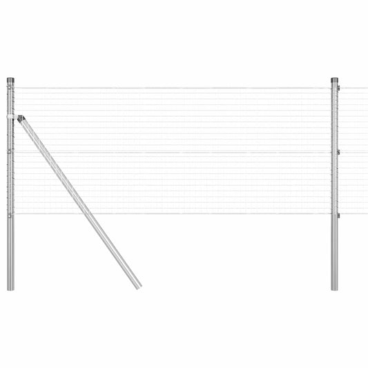 Zaun mit Pfosten Silber 0,4 x 10 m Stahl