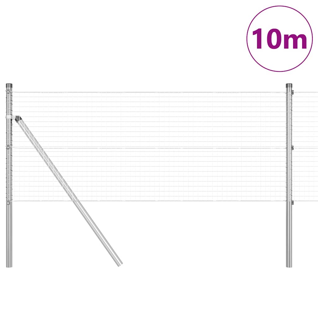 Zaun mit Pfosten Silber 0,4 x 10 m Stahl