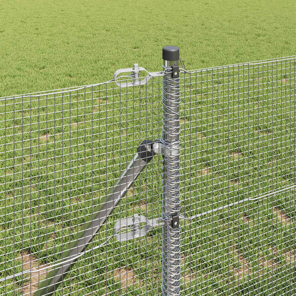 Zaun mit Pfosten Silber 0,6 x 10 m Stahl
