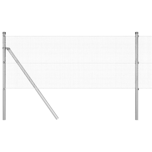 Zaun mit Pfosten Silber 0,6 x 10 m Stahl