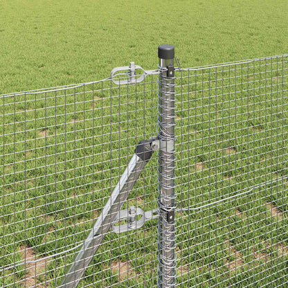 Zaun mit Pfosten Silber 0,8 x 10 m Stahl