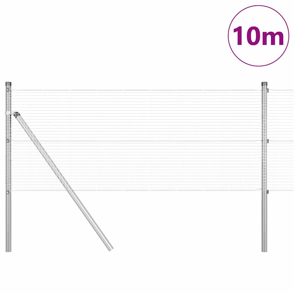 Zaun mit Pfosten Silber 0.8 x 10 m Stahl