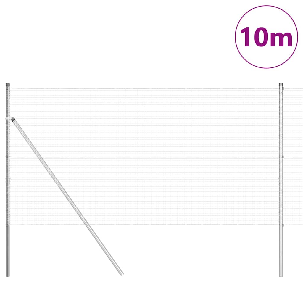 Zaun mit Pfosten Silber 1 x 10 m Stahl