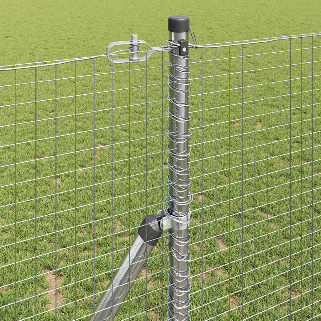 Zaun mit Pfosten Silber 1 x 10 m Stahl