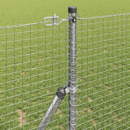 Zaun mit Pfosten Silber 1 x 10 m Stahl