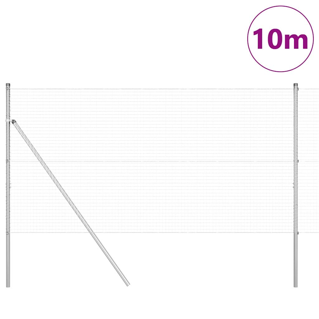 Zaun mit Pfosten Silber 1 x 10 m Stahl