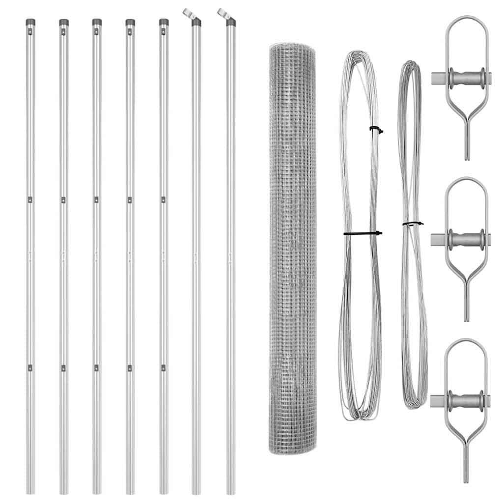 Zaun mit Pfosten Silber 1,4 x 10 m Stahl