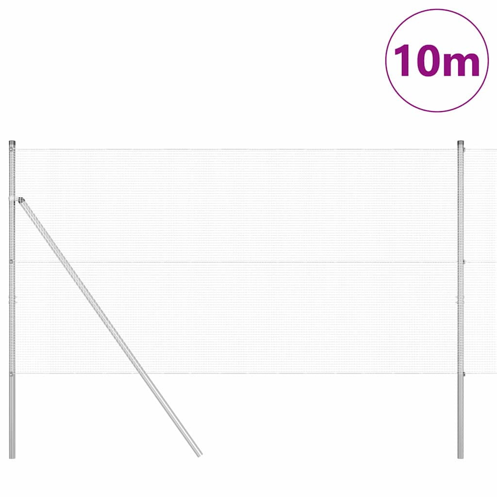 Zaun mit Pfosten Silber 1.4 x 10 m Stahl