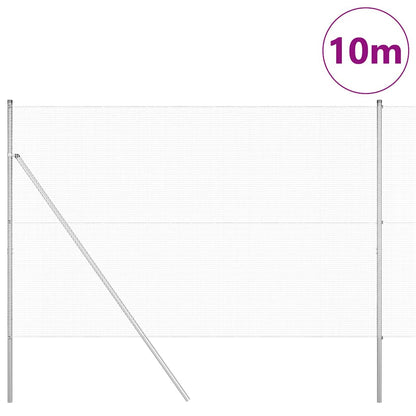 Zaun mit Pfosten Silber 1,5 x 10 m Stahl