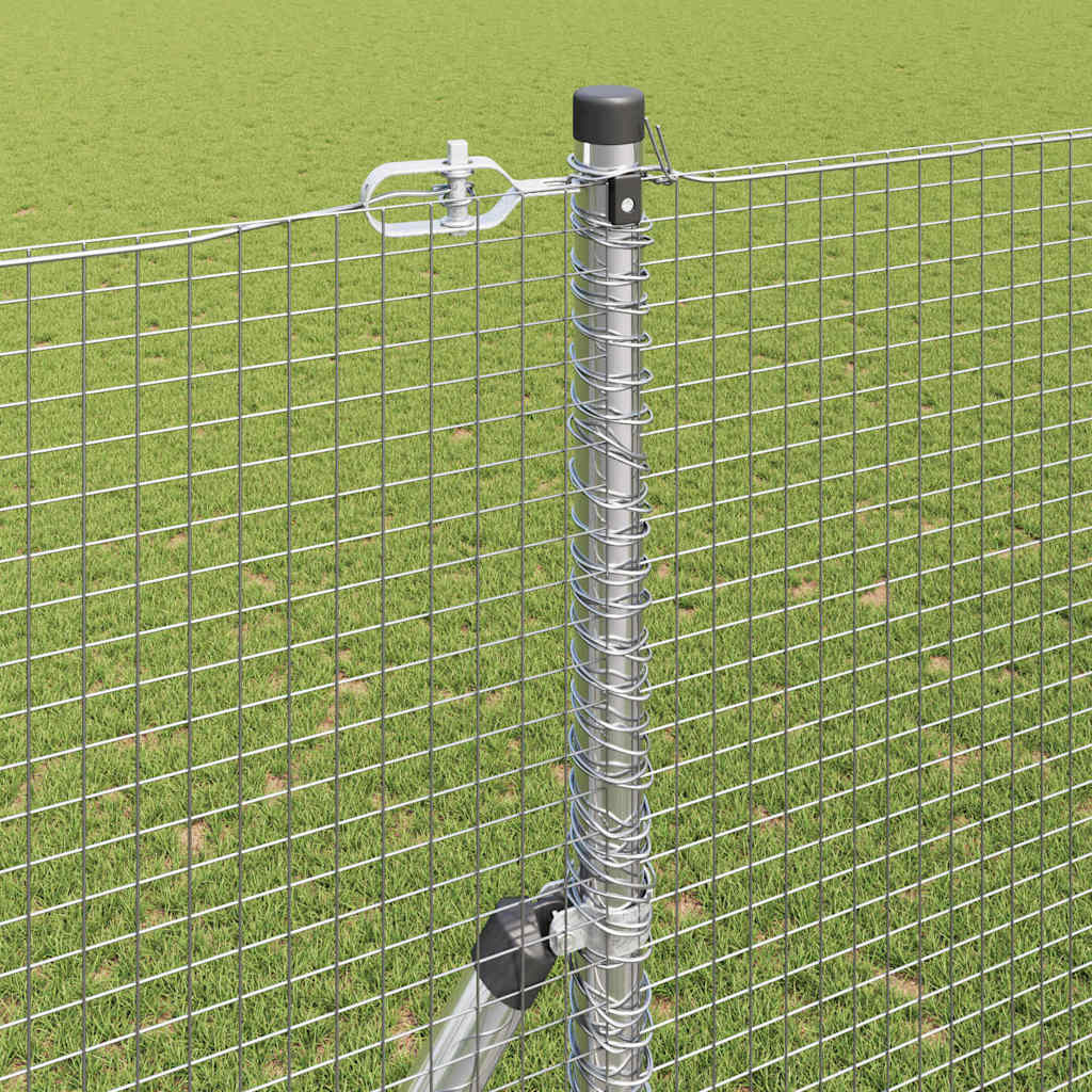 Zaun mit Pfosten Silber 1,5 x 10 m Stahl