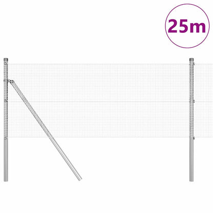 Zaun mit Pfosten Silber 0,5 x 25 m Stahl