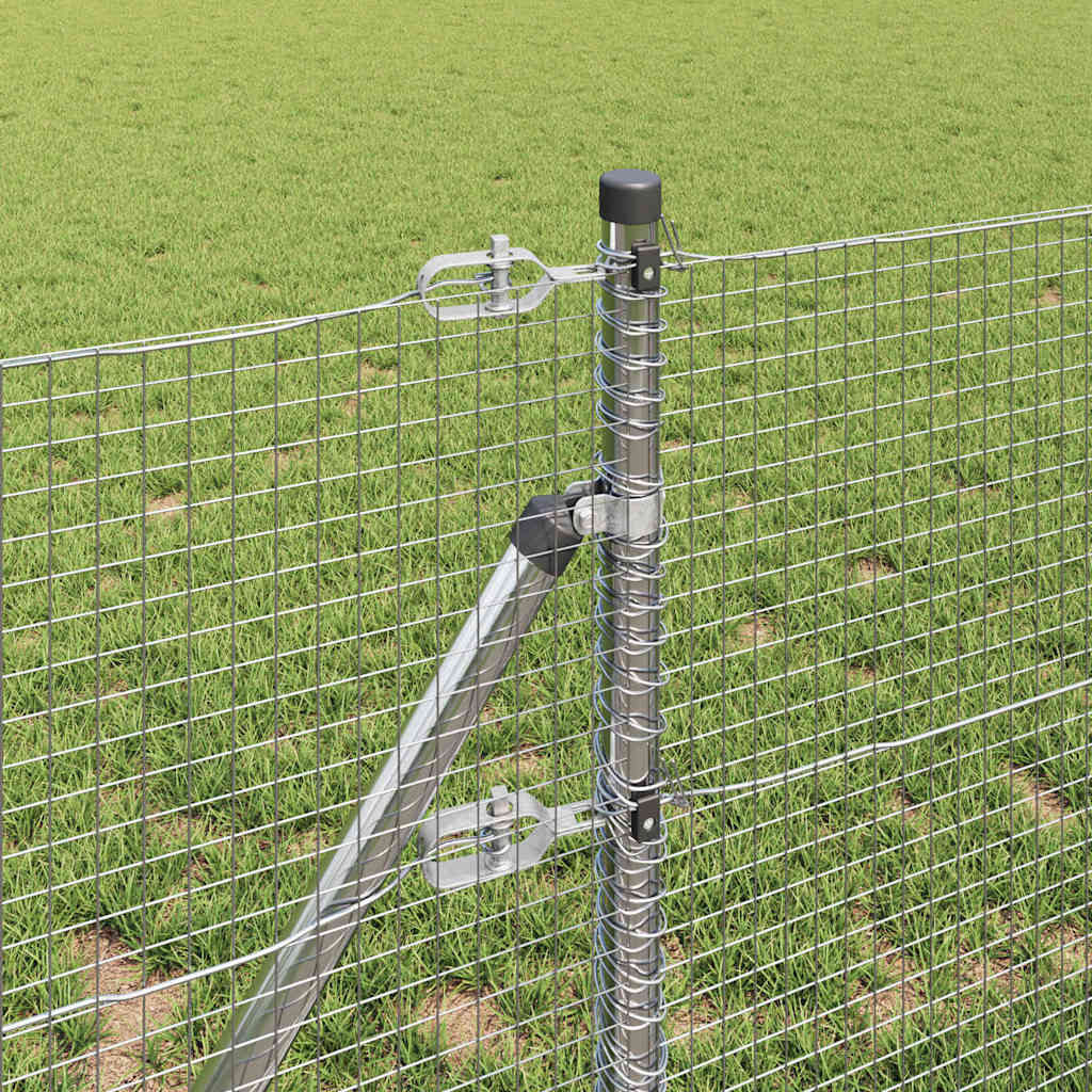 Zaun mit Pfosten Silber 0,8 x 25 m Stahl
