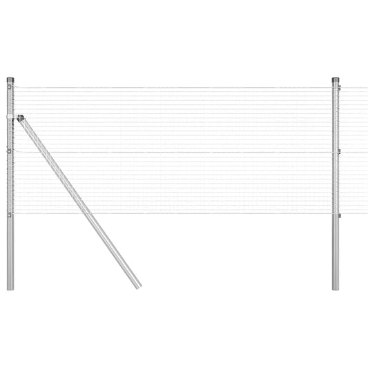 Zaun mit Pfosten Silber 0.8 x 25 m Stahl