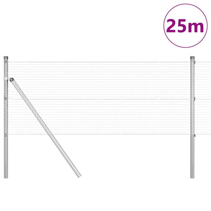 Zaun mit Pfosten Silber 0.8 x 25 m Stahl