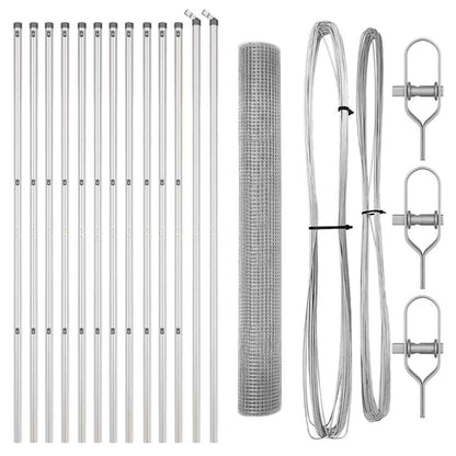Zaun mit Pfosten Silber 1 x 25 m Stahl