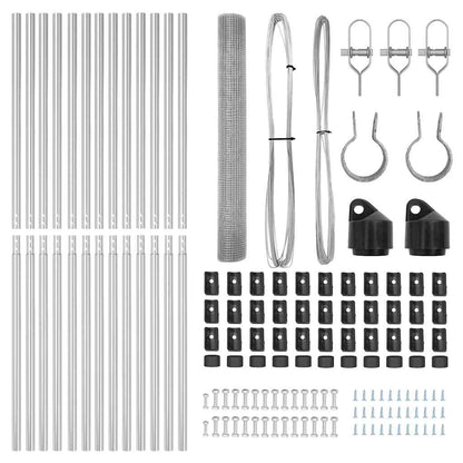 Zaun mit Pfosten Silber 1 x 25 m Stahl