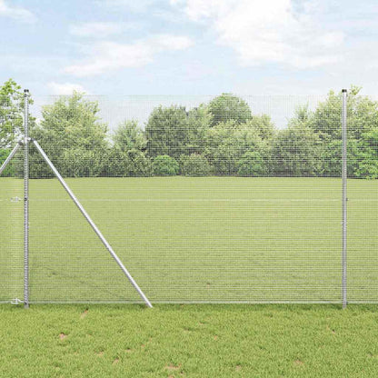 Zaun mit Pfosten Silber 1.5 x 25 m Stahl