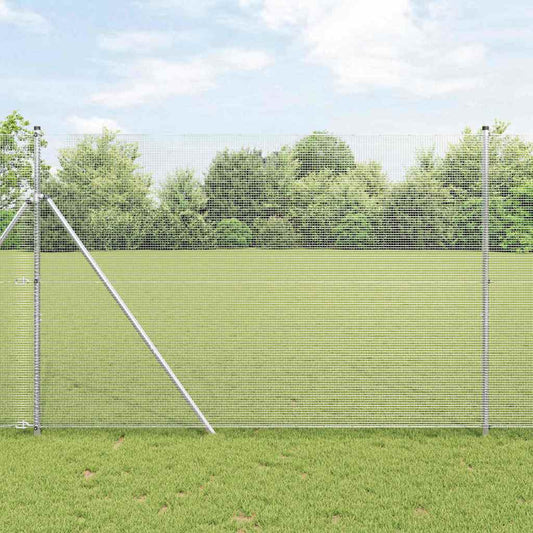 Zaun mit Pfosten Silber 1.5 x 25 m Stahl