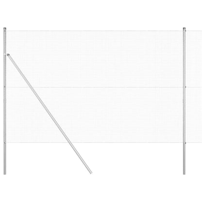 Zaun mit Pfosten Silber 1.5 x 25 m Stahl