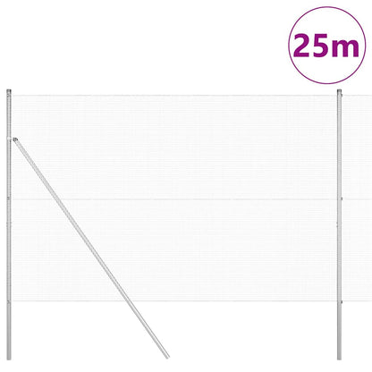 Zaun mit Pfosten Silber 1.5 x 25 m Stahl