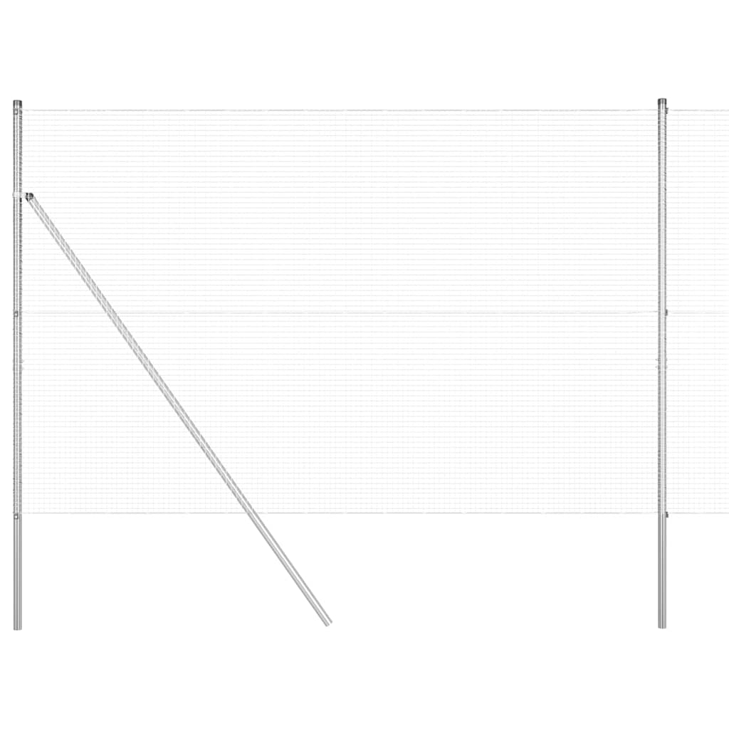 Zaun mit Pfosten Silber 1.5 x 25 m Stahl
